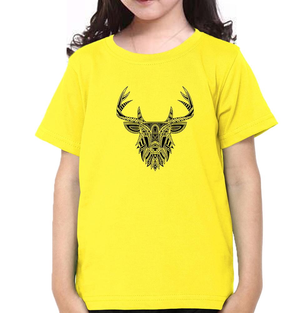 ETHINIC DEER Half Sleeves T-Shirt For Girls -FunkyTeesClub