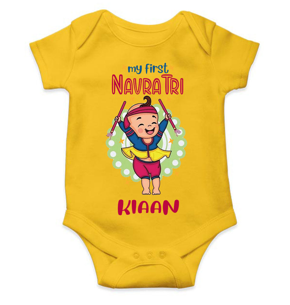 Custom Name My First Navratri Rompers for Baby Boy- FunkyTeesClub