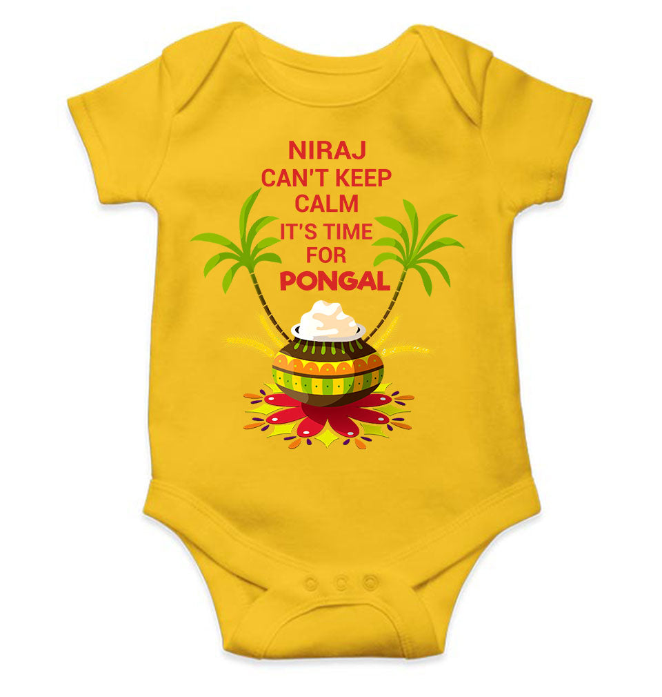 Custom Name Cant Keep Calm Its Time For Pongal Rompers for Baby Boy- FunkyTeesClub