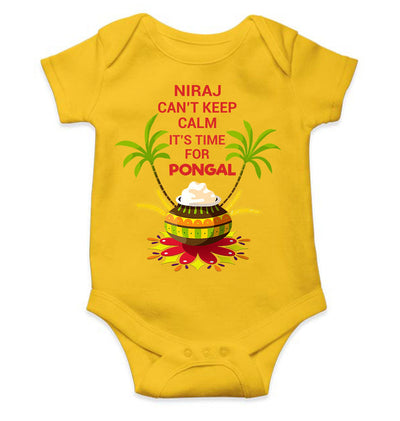 Custom Name Cant Keep Calm Its Time For Pongal Rompers for Baby Boy- FunkyTeesClub