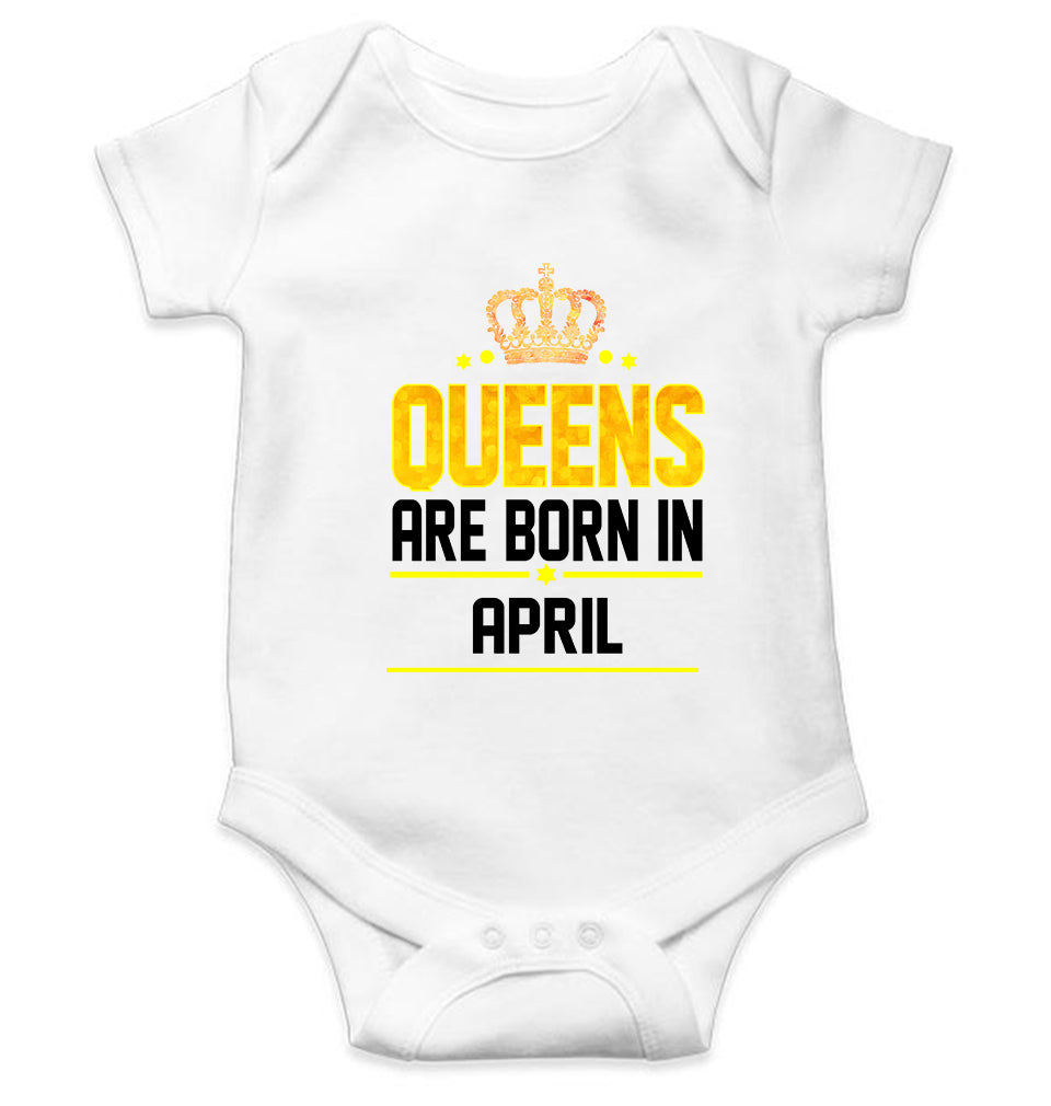 Queens Are Born In April Rompers for Baby Girl- FunkyTeesClub