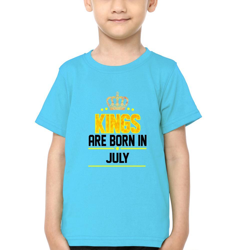 Kings Are Born In July Half Sleeves T-Shirt for Boy-FunkyTeesClub