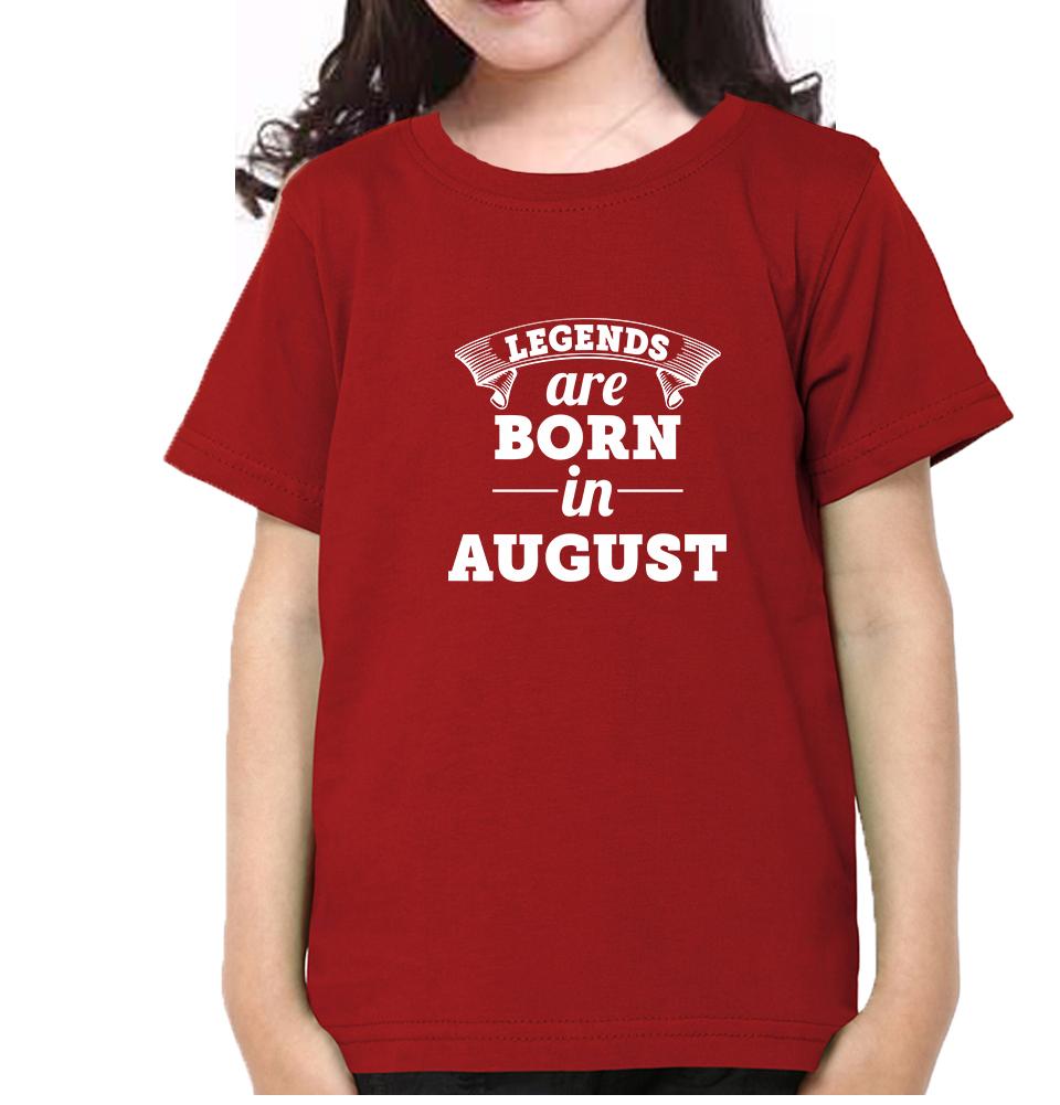 Legends are Born in August Half Sleeves T-Shirt For Girls -FunkyTeesClub