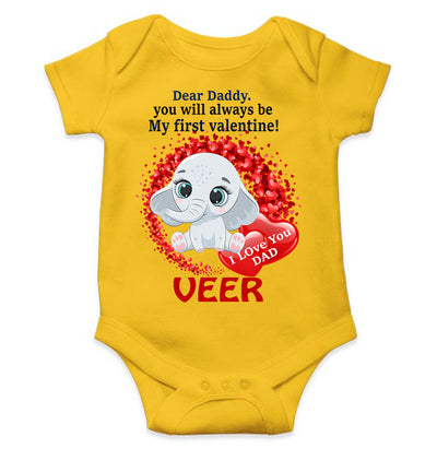 Custom Name Daddy Always Be My First Valentine Rompers for Baby Boy- FunkyTeesClub
