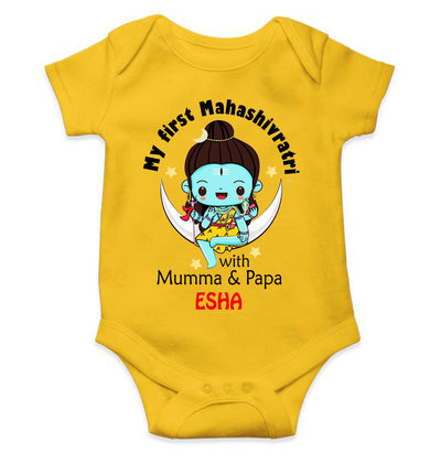 Custom Name Mahashivratri With Mumma & Papa Rompers for Baby Girl- FunkyTeesClub