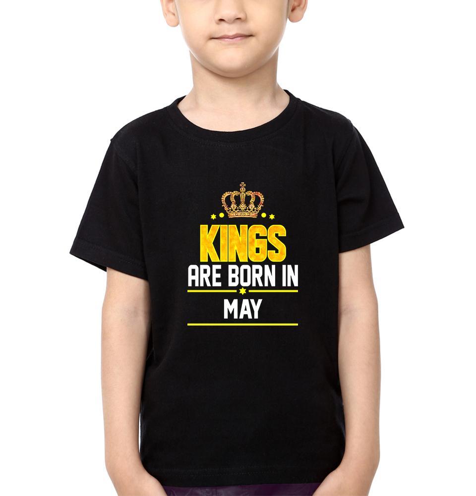Kings Are Born In May Half Sleeves T-Shirt for Boys and Kids-FunkyTeesClub