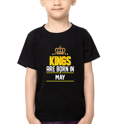 Kings Are Born In May Half Sleeves T-Shirt for Boys and Kids-FunkyTeesClub