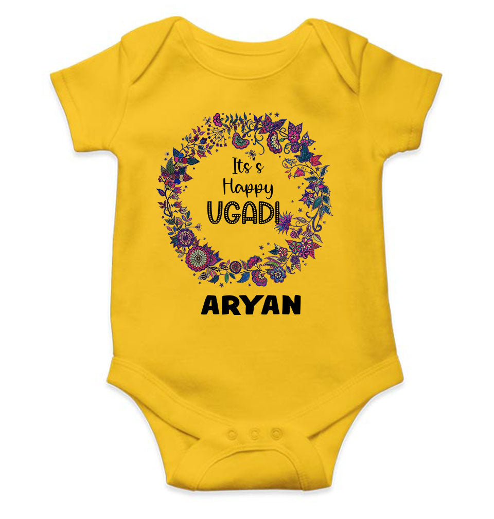 Custom Name Its Happy Ugadi Rompers for Baby Boy- FunkyTeesClub