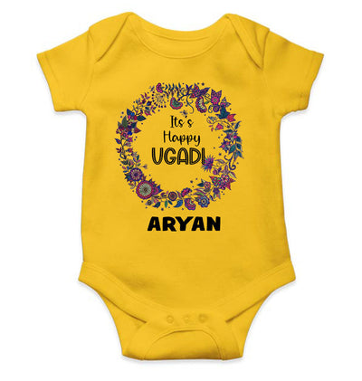 Custom Name Its Happy Ugadi Rompers for Baby Boy- FunkyTeesClub