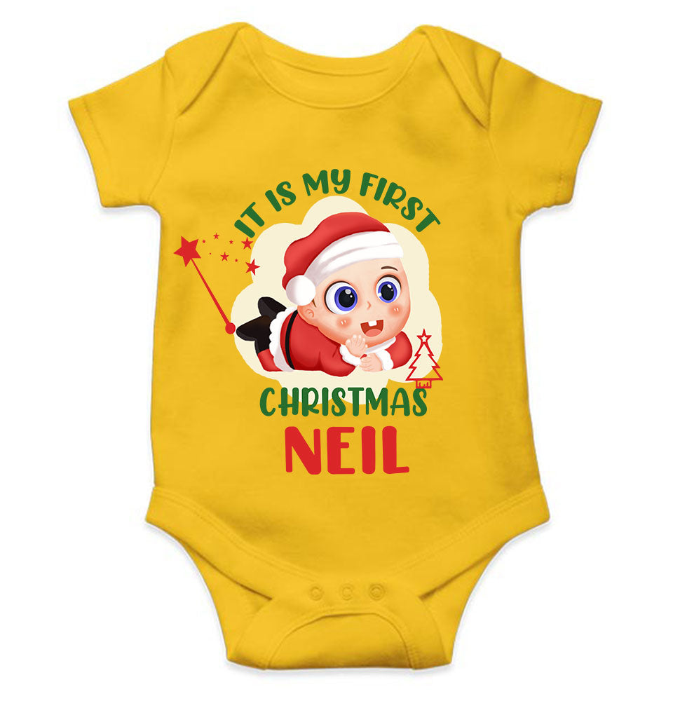 Customized Name It Is My First Christmas Rompers for Baby Boy- FunkyTeesClub