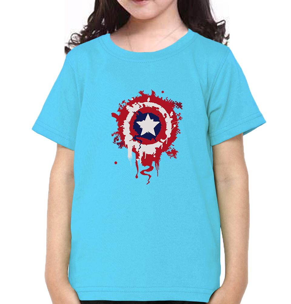 Captain America Shield Half Sleeves T-Shirt For Girls -FunkyTeesClub