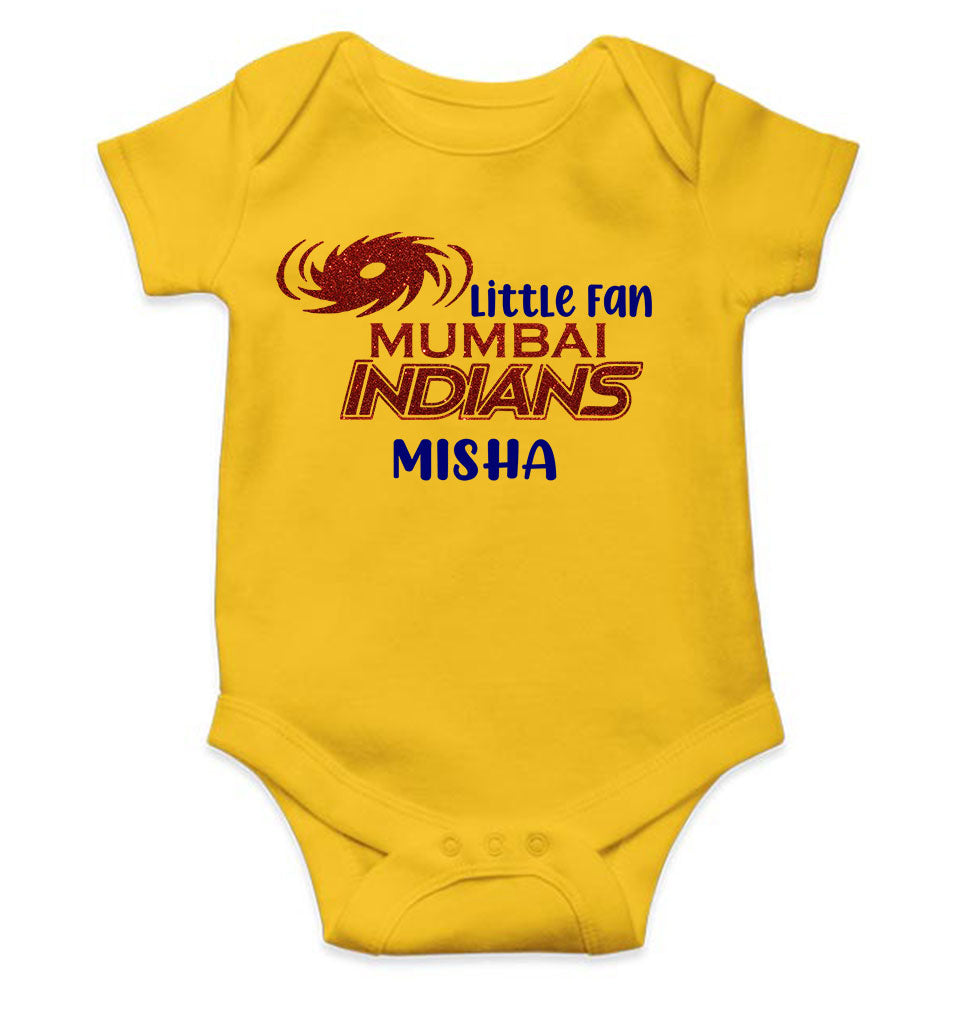 Custom Name IPL MI Mumbai Indians Little Fan Rompers for Baby Girl- FunkyTeesClub