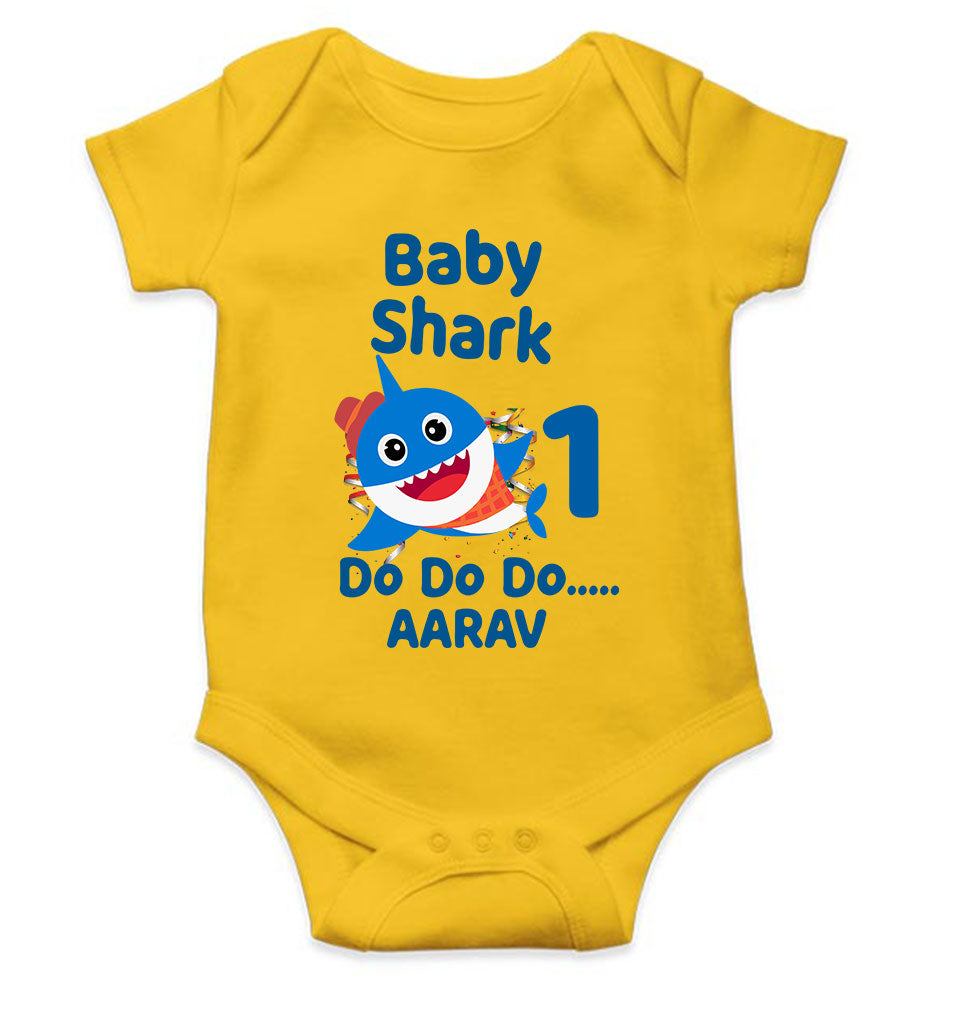 Custom Name Baby Shark Do Do Do First Birthday Rompers for Baby Boy- FunkyTeesClub