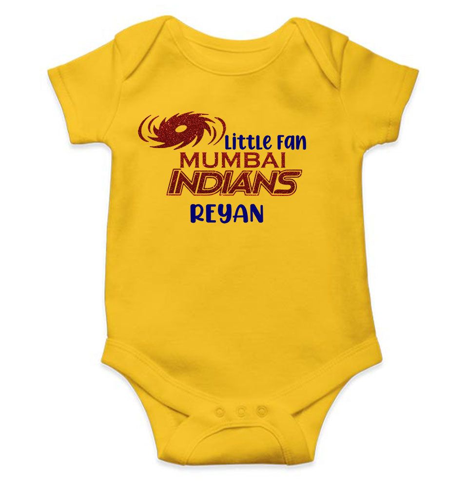 Custom Name IPL MI Mumbai Indians Little Fan Rompers for Baby Boy- FunkyTeesClub
