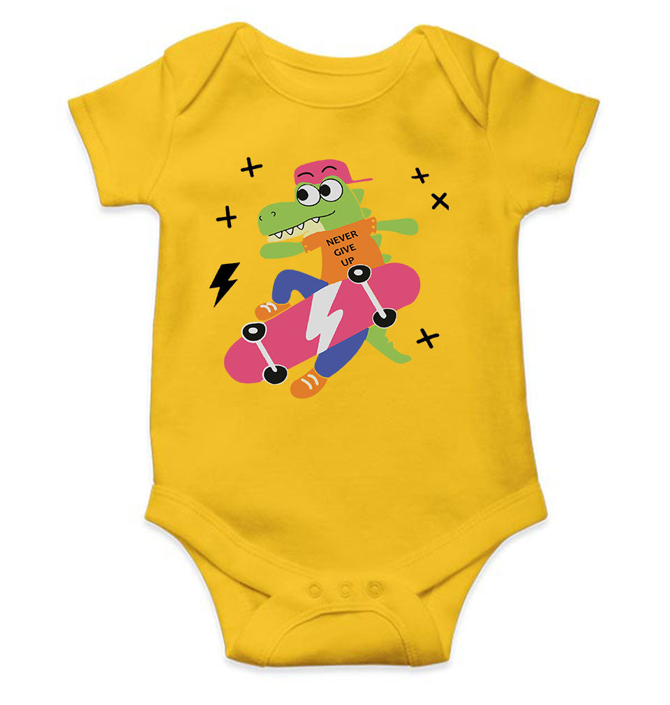 Skateboard Crocodile Cartoon Rompers for Baby Boy- FunkyTeesClub