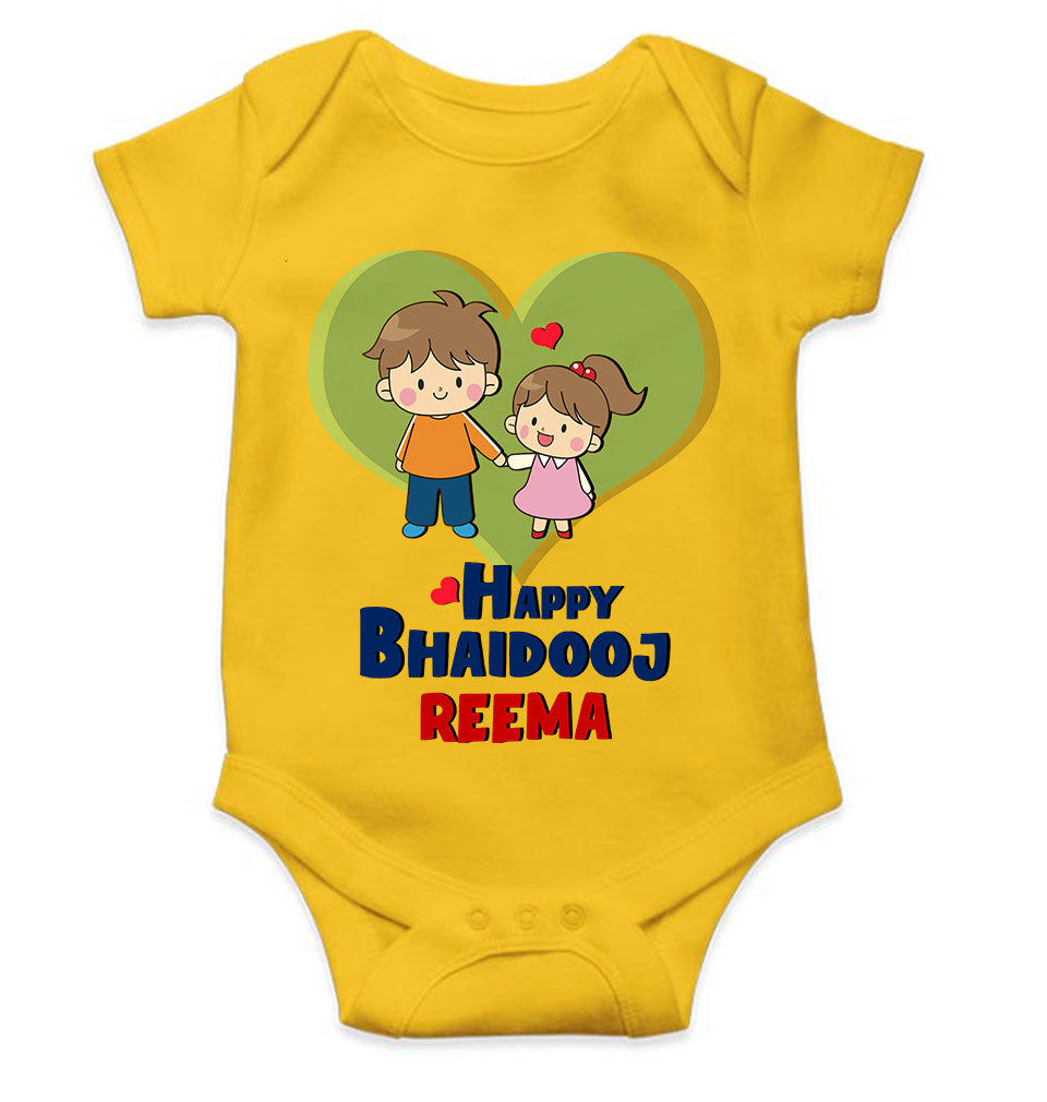 Custom Name Happy Bhai Dooj Rompers for Baby Girl- FunkyTeesClub