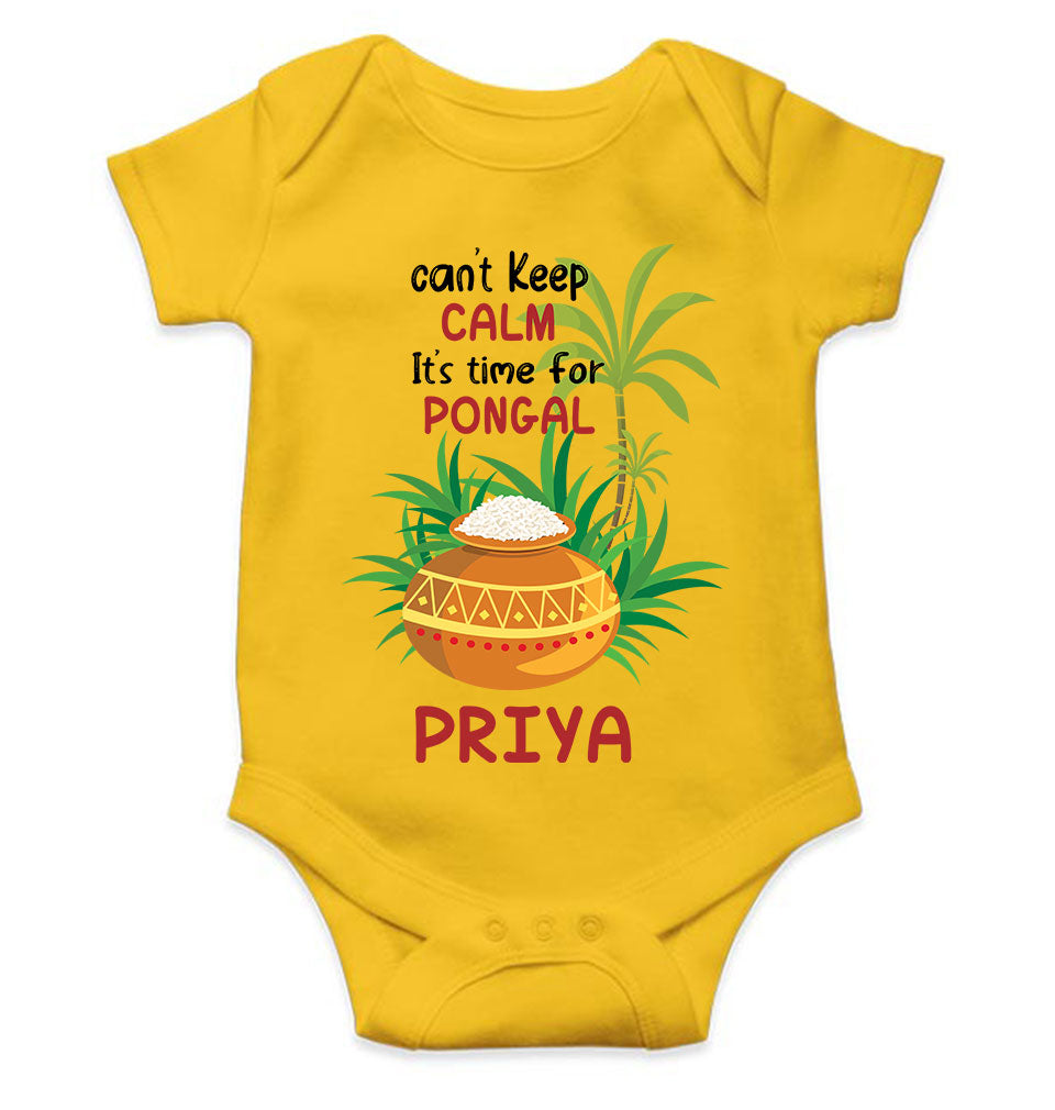 Custom Name Time For Pongal Makar Sankranti Rompers for Baby Girl- FunkyTeesClub