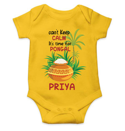 Custom Name Time For Pongal Makar Sankranti Rompers for Baby Girl- FunkyTeesClub