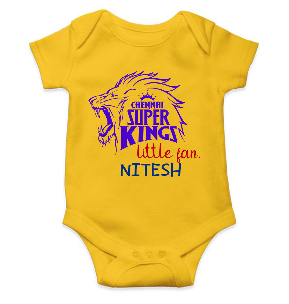 Custom Name IPL CSK Chennai Super Kings Little Fan Rompers for Baby Boy- FunkyTeesClub