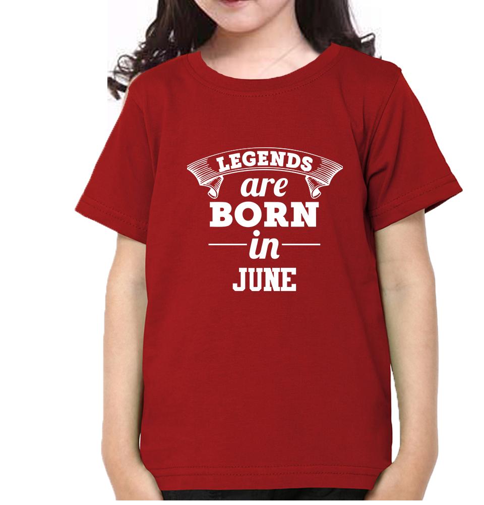 Legends are Born in June Half Sleeves T-Shirt For Girls -FunkyTeesClub