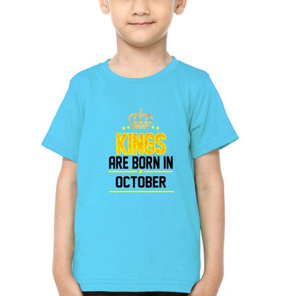 Kings Are Born In October Half Sleeves T-Shirt for Boy-FunkyTeesClub