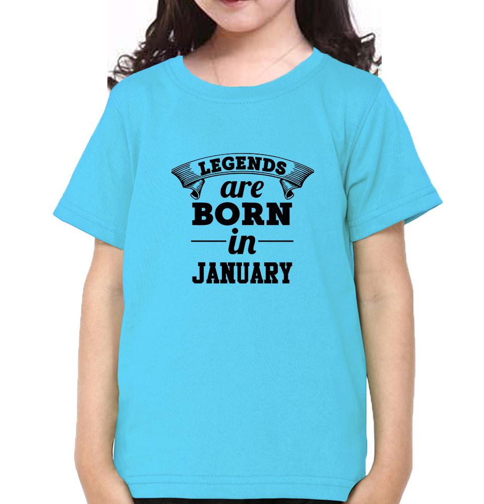 Legends are Born in January Half Sleeves T-Shirt For Girls -FunkyTeesClub