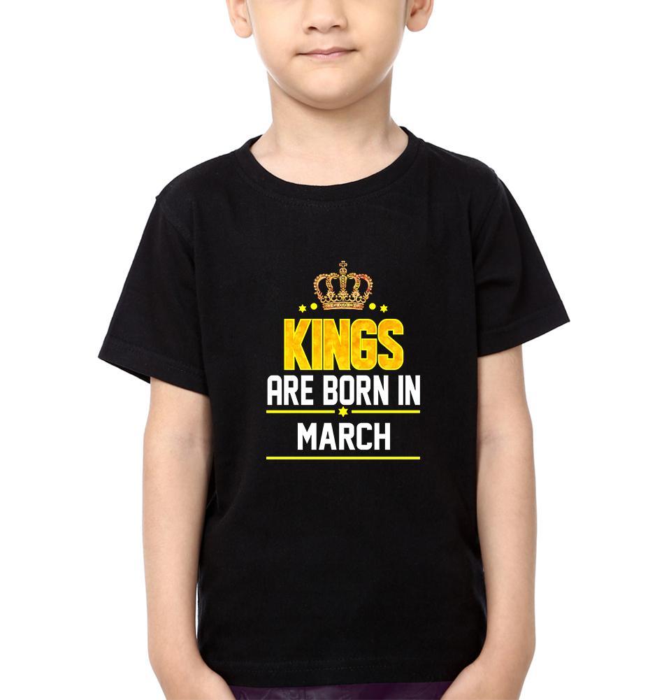 Kings Are Born In March Half Sleeves T-Shirt for Boys and Kids-FunkyTeesClub