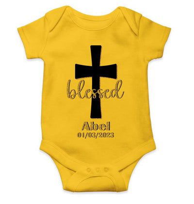 Custom Name And Date Blessed Baptism Christening Day Rompers for Baby Girl- FunkyTeesClub