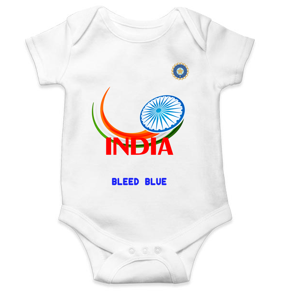 India Bleed Blue World Cup Cricket Rompers for Baby Boy- FunkyTeesClub