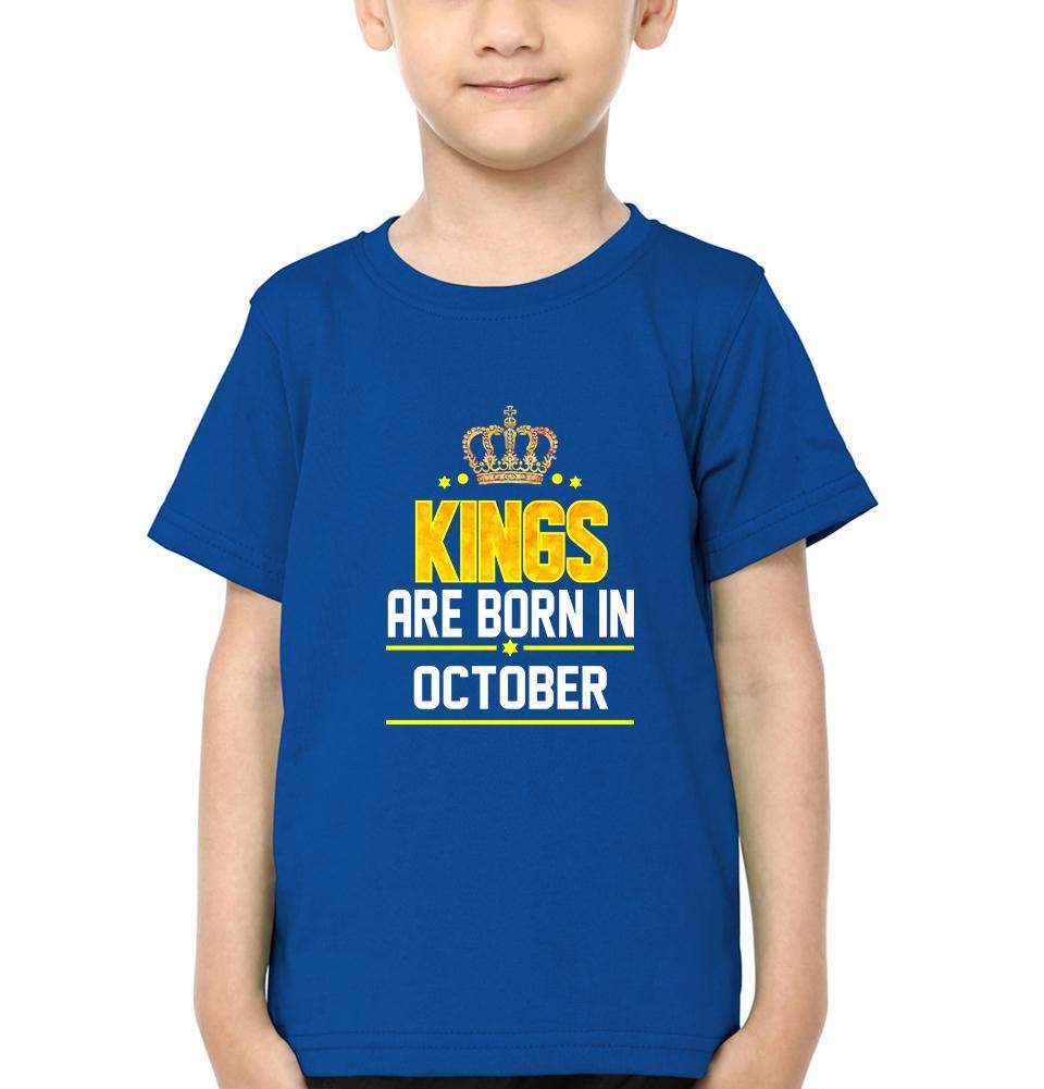 Kings Are Born In October Half Sleeves T-Shirt for Boy-FunkyTeesClub