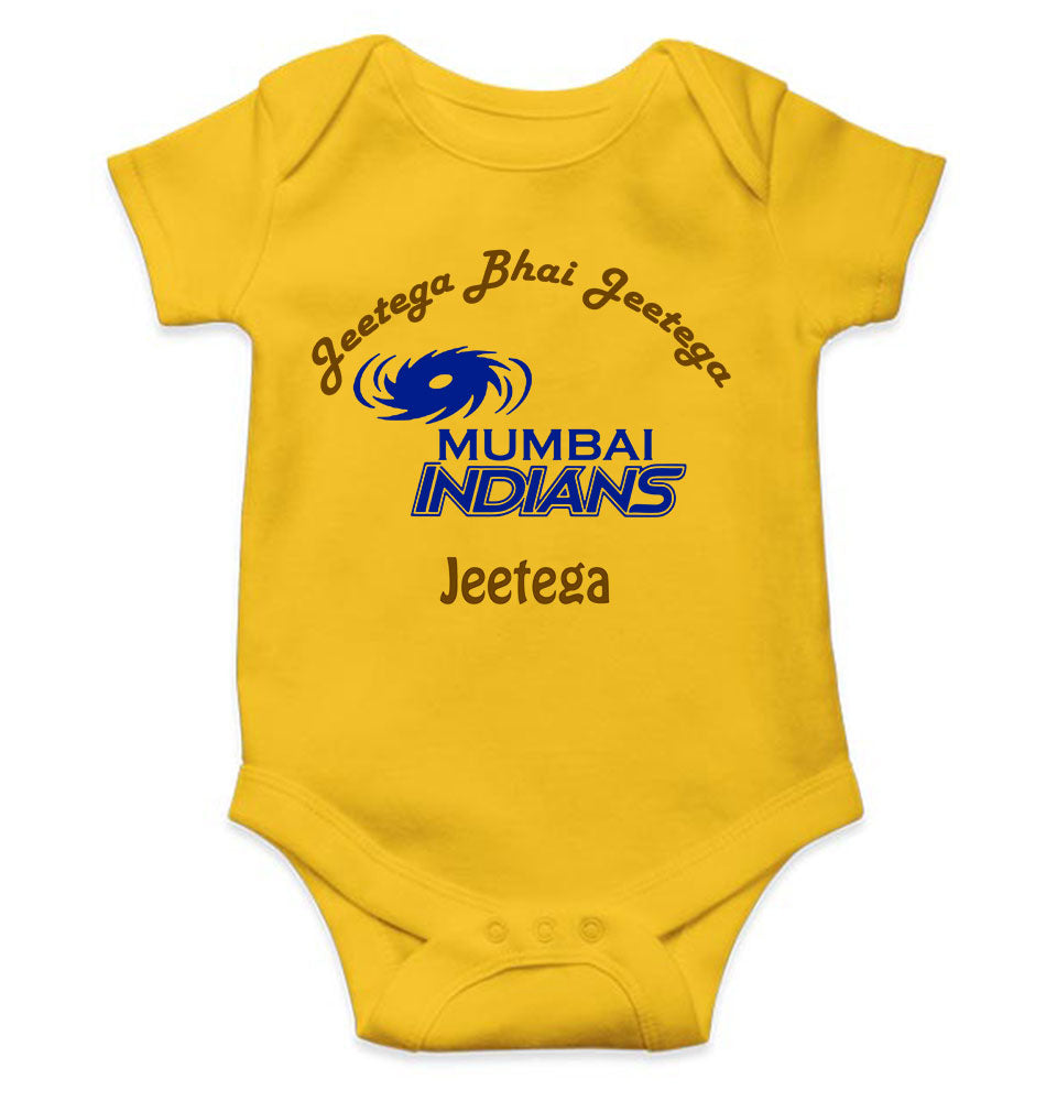 IPL Mumbai Indians Jeetega Bhai Jeetega MI Jeetega Rompers for Baby Girl- FunkyTeesClub