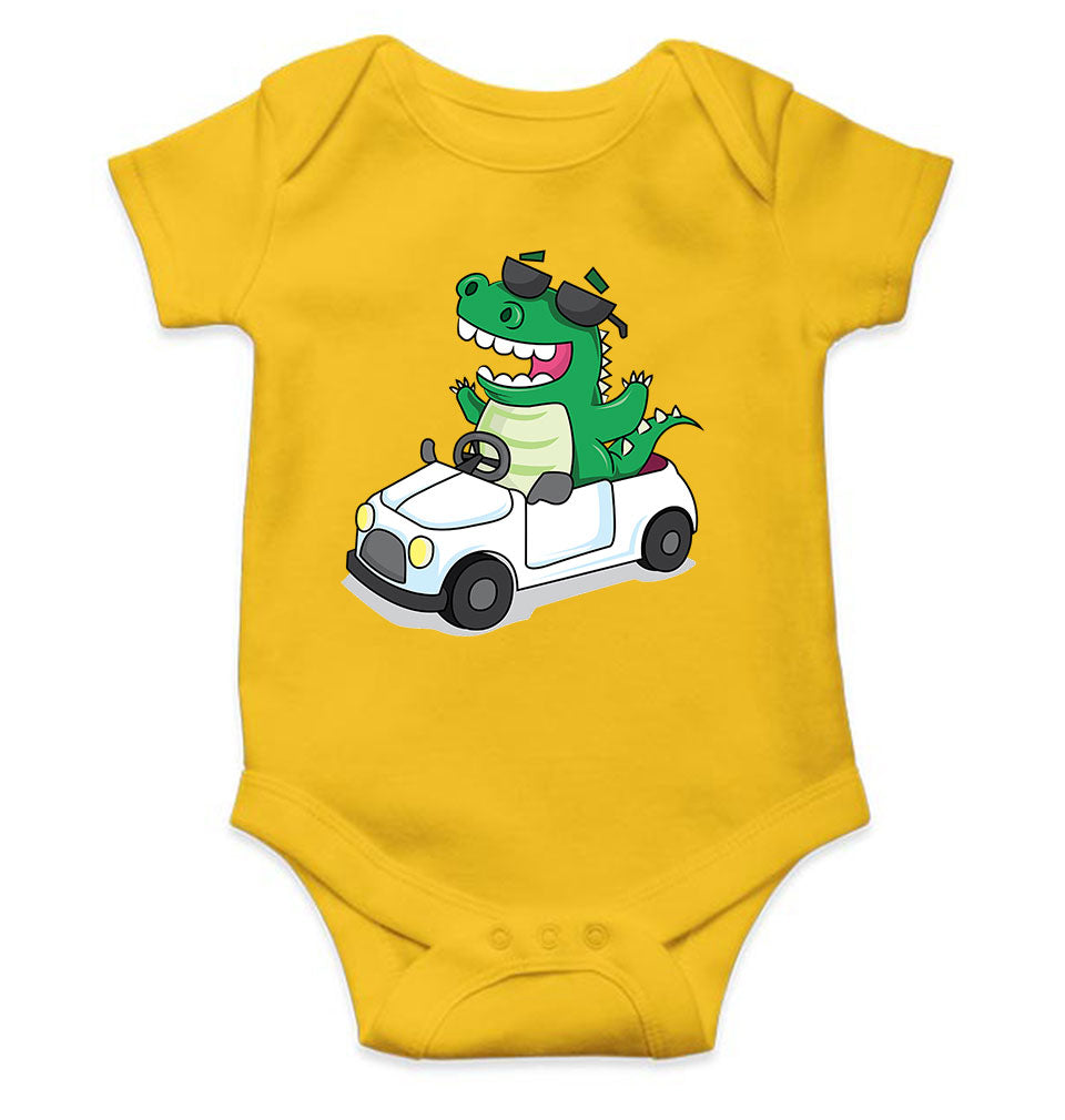 Dino Car Cartoon Rompers for Baby Girl- FunkyTeesClub