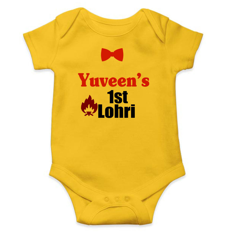 Custom Baby Name First Lohri Rompers for Baby Boy- FunkyTeesClub