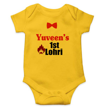 Custom Baby Name First Lohri Rompers for Baby Boy- FunkyTeesClub