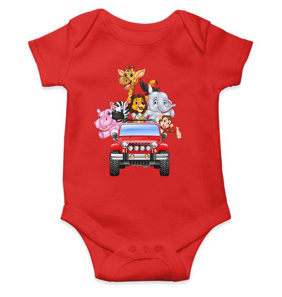 Jungle Jeep Cartoon Rompers for Baby Boy- FunkyTeesClub