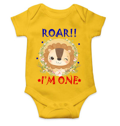 Roar I Am One First Birthday Rompers for Baby Girl- FunkyTeesClub