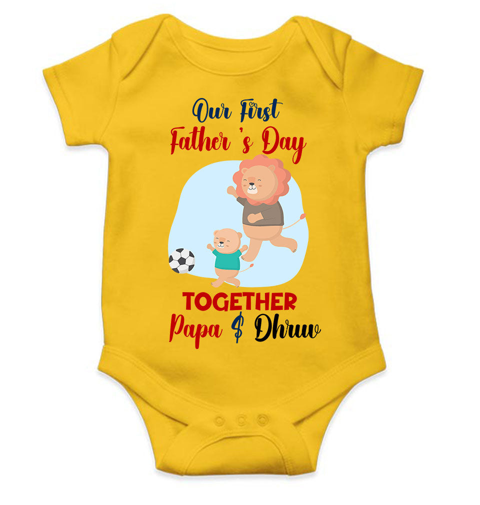 Custom Name Our First Father Day Rompers for Baby Boy- FunkyTeesClub