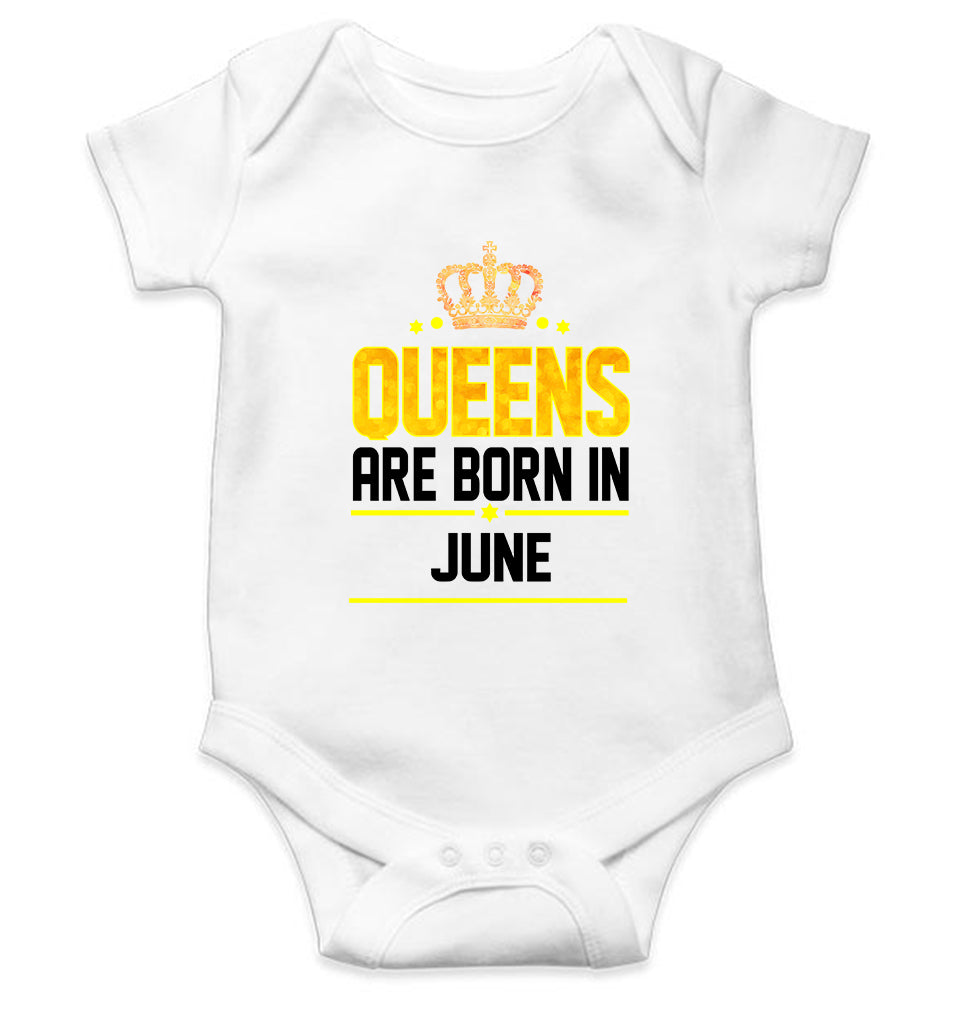 Queens Are Born In June Rompers for Baby Girl- FunkyTeesClub