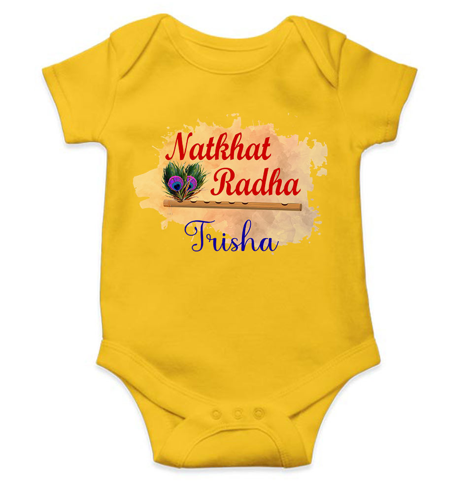 Custom Name Natkhat Radha Janmashtami Rompers for Baby Girl- FunkyTeesClub