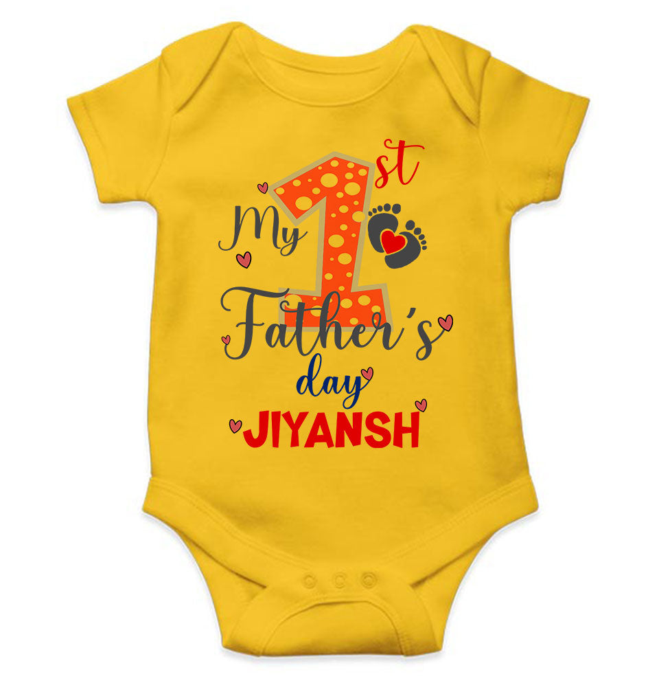 Custom Name First Fathers Day Rompers for Baby Boy- FunkyTeesClub