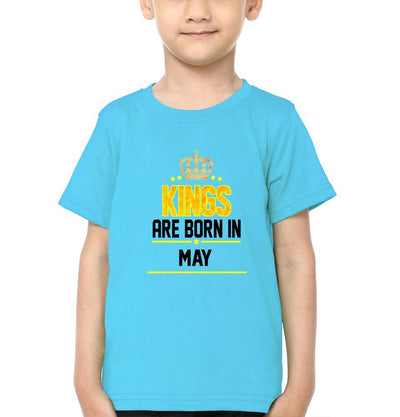 Kings Are Born In May Half Sleeves T-Shirt for Boy-FunkyTeesClub