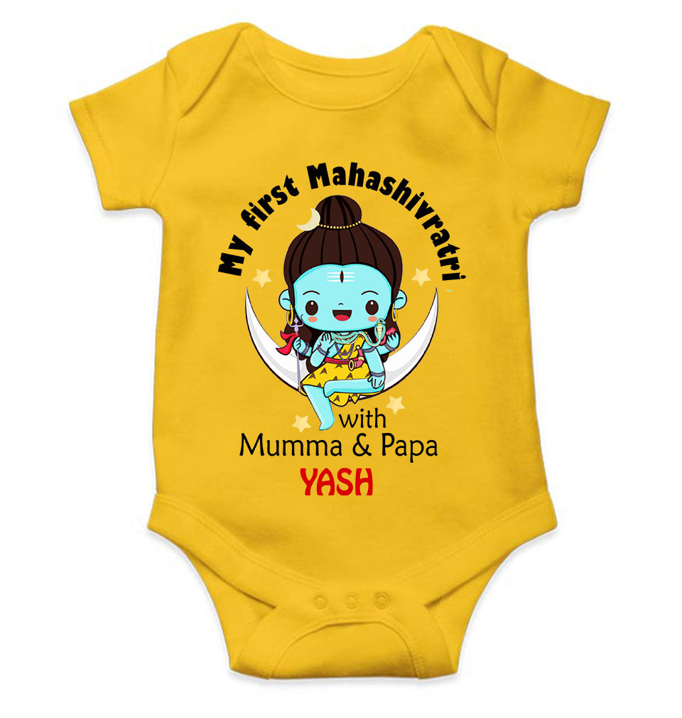 Custom Name Mahashivratri With Mumma & Papa Rompers for Baby Boy- FunkyTeesClub