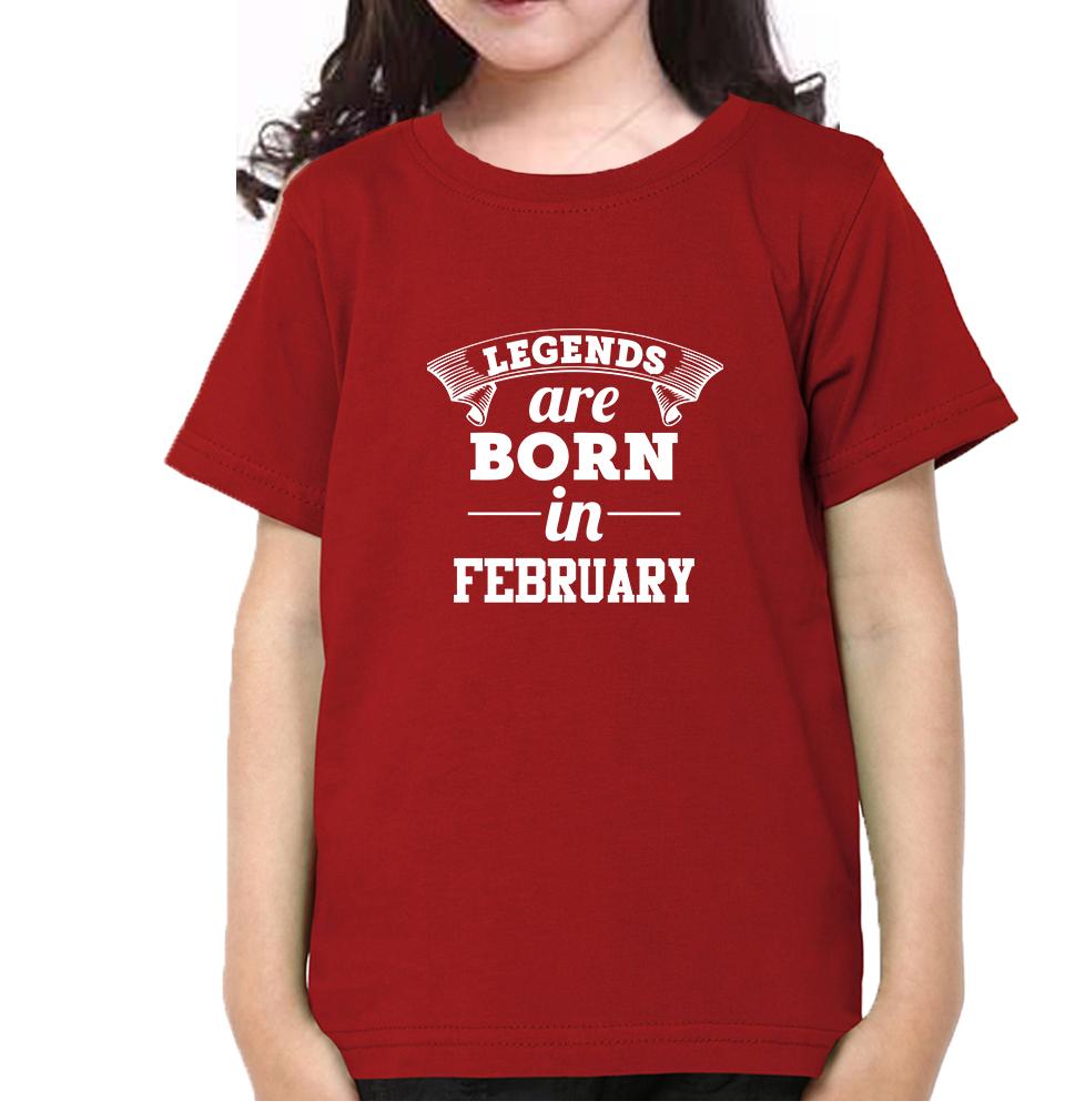 Legends are Born in February Half Sleeves T-Shirt For Girls -FunkyTeesClub