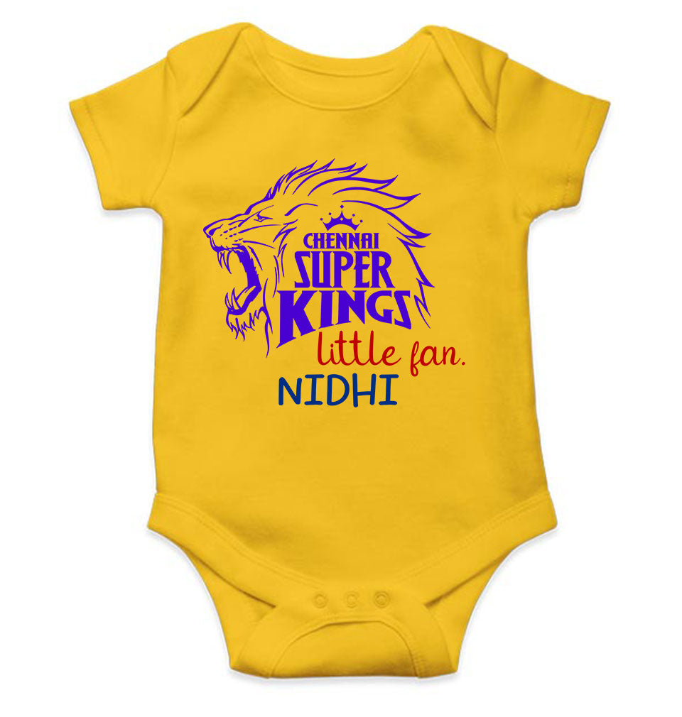 Custom Name IPL CSK Chennai Super Kings Little Fan Rompers for Baby Girl- FunkyTeesClub