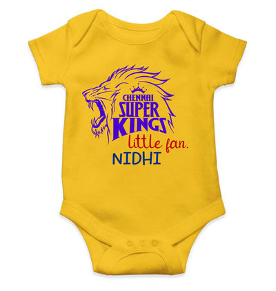 Custom Name IPL CSK Chennai Super Kings Little Fan Rompers for Baby Girl- FunkyTeesClub