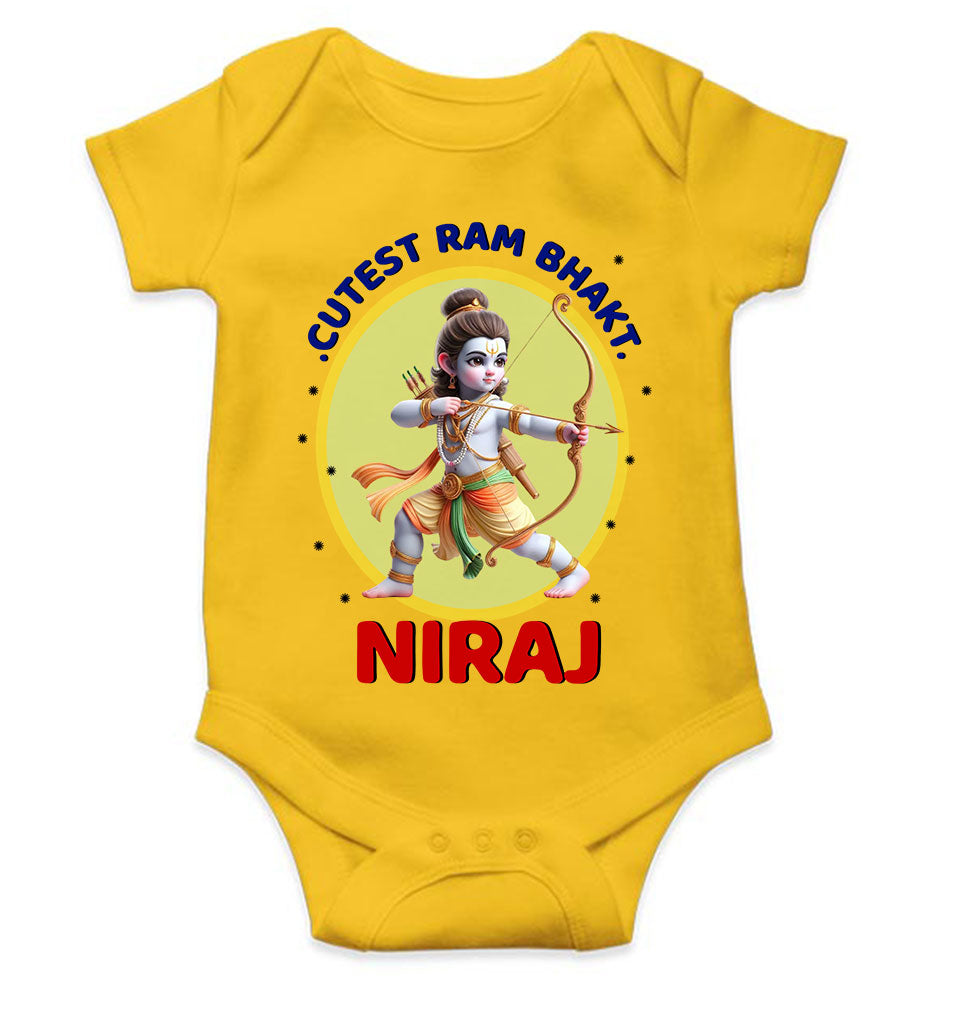 Custom Name Cutest Ram Bhakt Rompers for Baby Boy- FunkyTeesClub