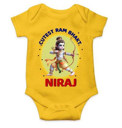 Custom Name Cutest Ram Bhakt Rompers for Baby Boy- FunkyTeesClub