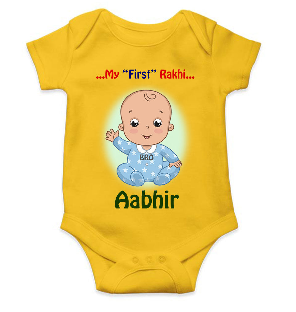 Custom Name My First Rakhi Rompers for Baby Boy- FunkyTeesClub