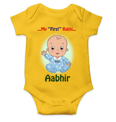 Custom Name My First Rakhi Rompers for Baby Boy- FunkyTeesClub