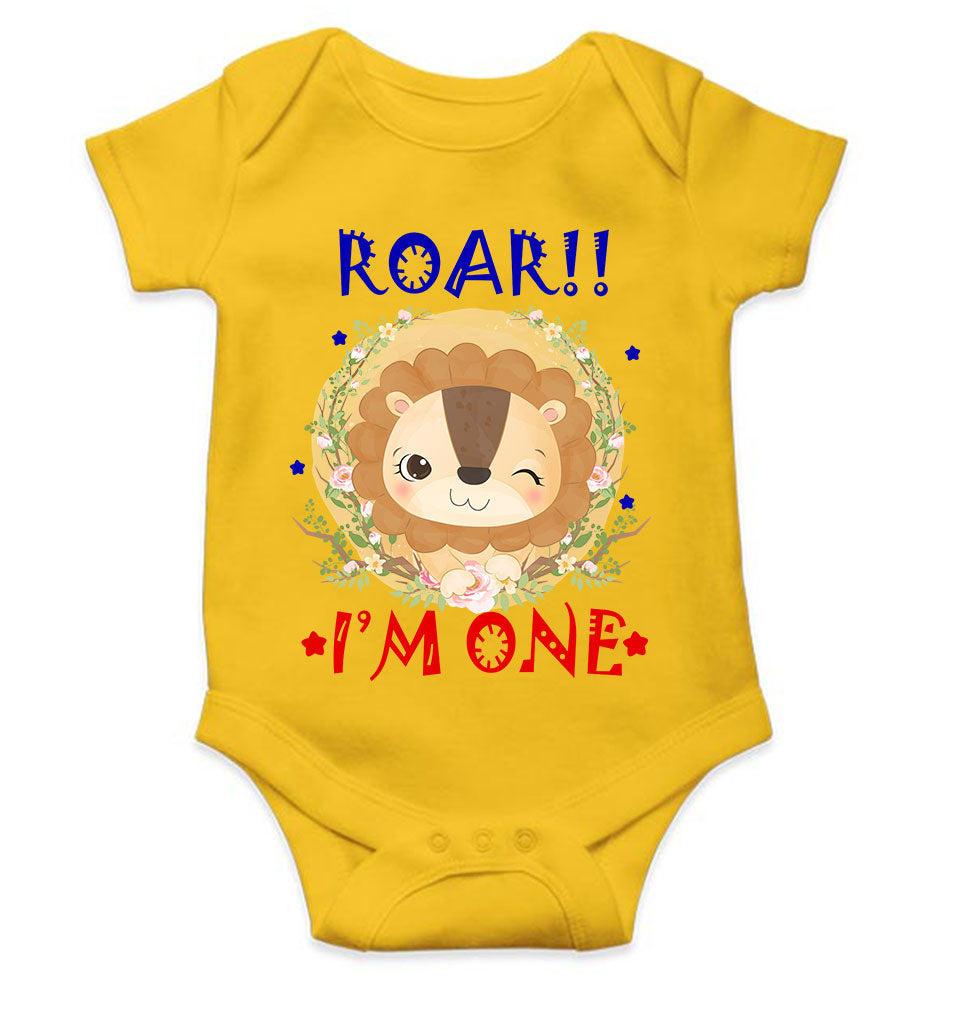 Roar I Am One First Birthday Rompers for Baby Boy- FunkyTeesClub